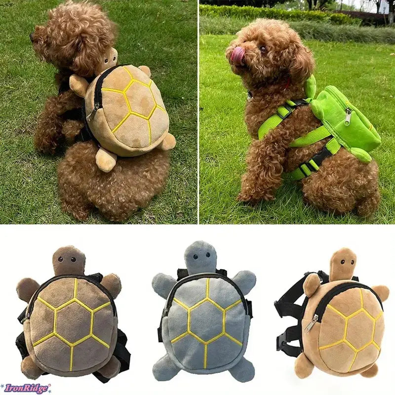 Ironridge No-Pull Dog Backpack Harness with D-Ring - Adjustable Cute Turtle-Shape Puppy Harness for Small to Medium Dogs, Travel & Camping Sports Outdoor Use