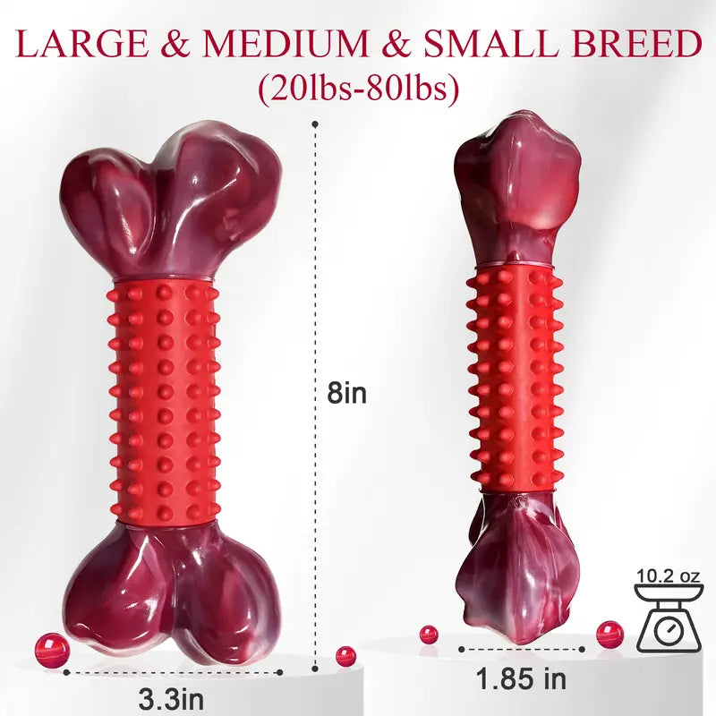 Apasiri Tough Beef-Flavored Nylon & Rubber Dog Chew Bone, 8" Chew Toy for Medium to Large Aggressive Chewer Dogs