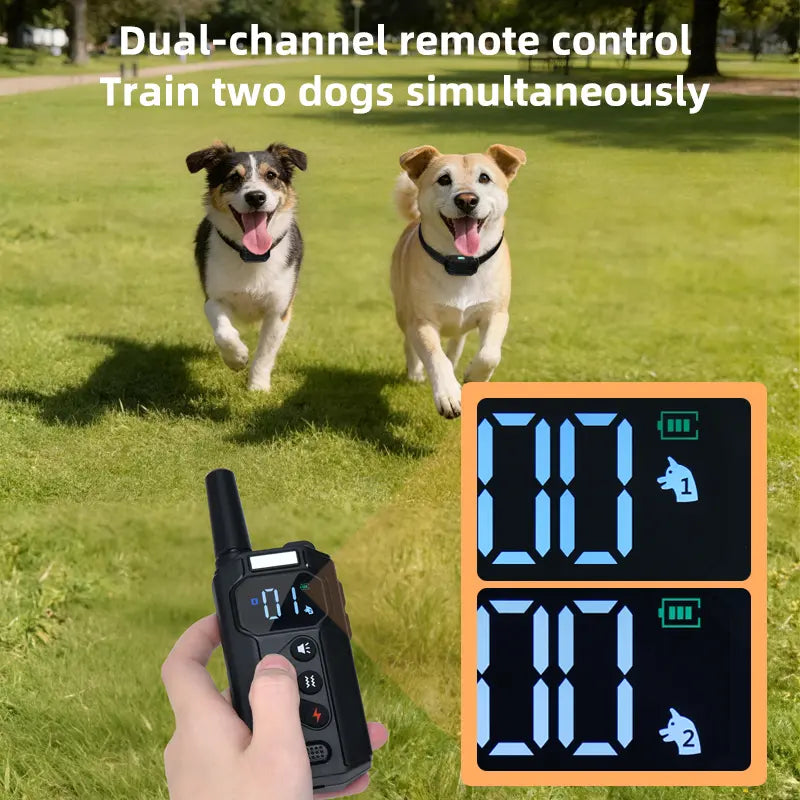 Automatic Dog Bark Collar for All Breeds - 2600Ft Remote Range, Night LED Light, IP67 Waterproof, Security Lock, 3 Safe Modes, Rechargeable Smart Behavior Correction Training Collar, Bark Collars