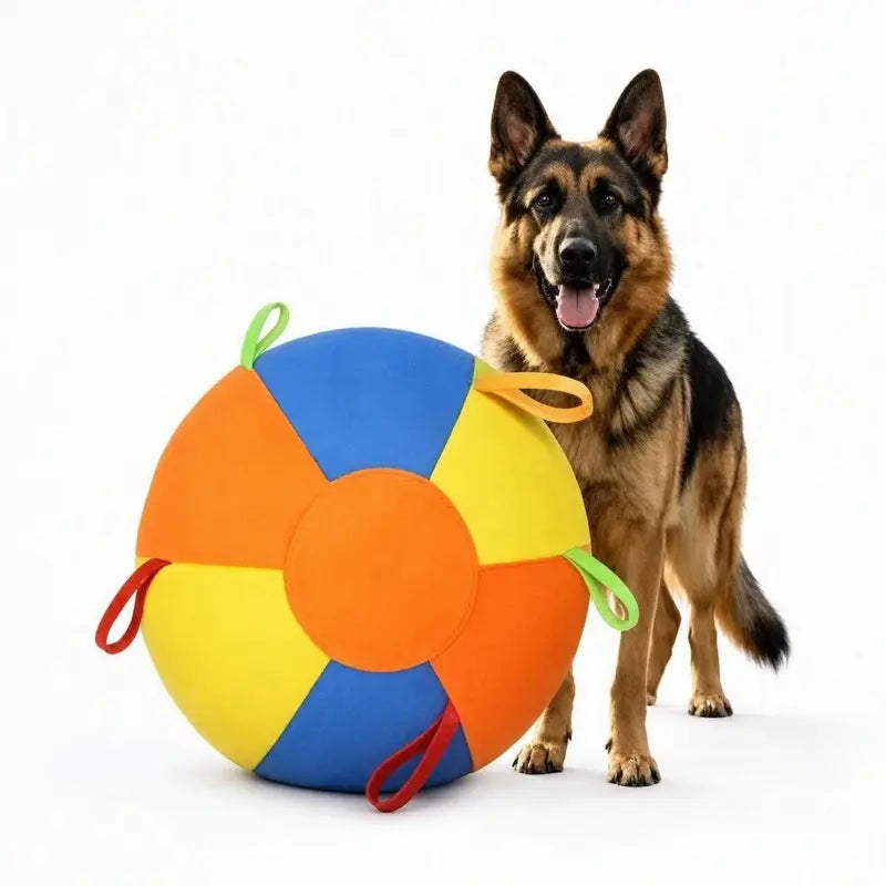 Heavy Duty 22" Herding Play Ball for Large Dogs - Thick Bladder, 6 Grab Tabs, Reinforced Nylon Stitching, Quick-Inflation Design, Long-Lasting Puncture Resistance - Outdoor Chase Dog Toy Interactive Training