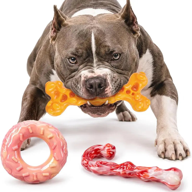 Apasiri 3-Pack Tough Dog Toys for Aggressive Chewers 25-90Lbs, Hard Nylon | Natural Milk Flavor, Indestructible Chew Toys for Medium&Large Dogs, Long-Lasting, Relieve Anxiety,Reduce Destructive Chewing