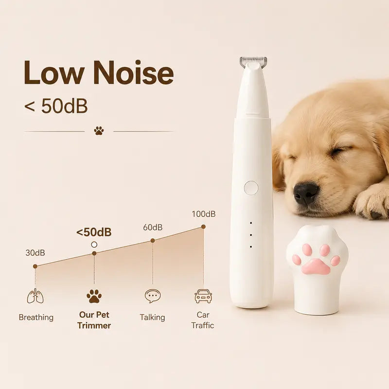 Cordless Dog & Cat Paw Hair Trimmer Clipper - Pet Groomer Tools, 18Mm Wide Solid Blade, Low Noise, USB-C Rechargeable, Precision Trim Claw Care Tool