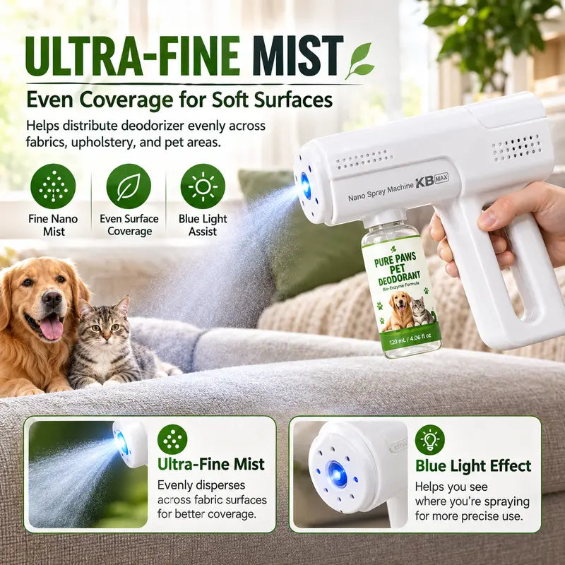 Pure Paws Pet Odor Eliminator Kit - 1 Sprayer + 4 X 120 Ml Refills for Effective Pet Deodorization