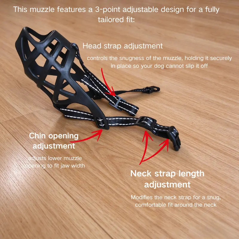 Dog Soft TPU Adjustable Basket Muzzle - Breathable, Humane Mouth Cover for Large/Medium/Small Breeds, Prevents Biting & Scavenging, Discourages Nipping, Allows Free Drinking (Fits Border Collie)