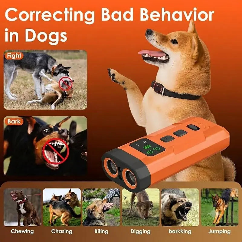 Upgraded Automatic Ultrasonic Dog Bark Deterrent - 25FT Range Portable Pet Training Tool, Safe Behavior Corrector, Quiet Environment Indoor/Outdoor Solution