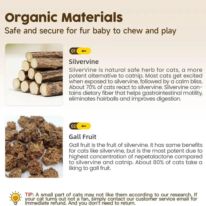 Premium Natural Silvervine-Matatabi Cat Chew Stick Toy - Bite-Resistant, Edible Natural Fiber Toy for Dental Health, Stress Relief, Safe Chewing (Catnip Alternative Oral Care Supply)