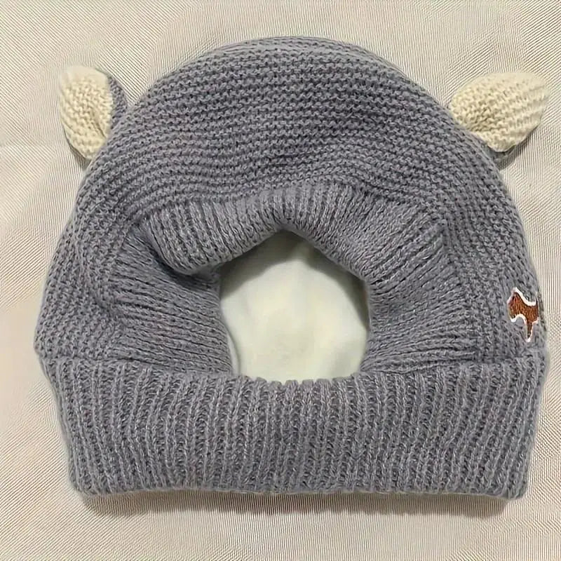 M-Cotton Soft Knitted Hooded Dog Clothing, Anti-Noise Quiet-Ears Winter Ear Warm Hat, Unisex Universal Sizes Multi-Colors for Medium-Large Dogs, Sports & Outdoor Camping Use