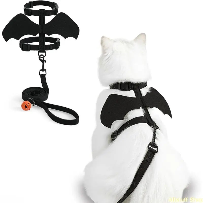 2026 New Unisex Fit Adjustable Bat Wing Mesh Vest Harness for Small Pets, Escape-Proof Soft Mesh Fabric Leash Set for Halloween Walks, Lightweight Walking Training Cosplay Outfit by Sohochic