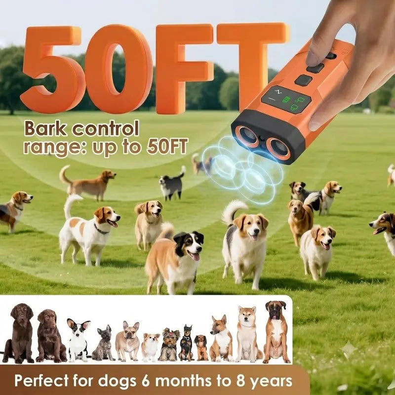 Upgraded Automatic Ultrasonic Dog Bark Deterrent - 25FT Range Portable Pet Training Tool, Safe Behavior Corrector, Quiet Environment Indoor/Outdoor Solution