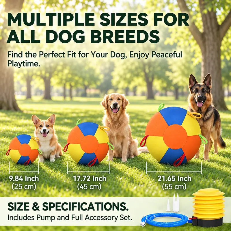 Heavy Duty 22" Herding Play Ball for Large Dogs - Thick Bladder, 6 Grab Tabs, Reinforced Nylon Stitching, Quick-Inflation Design, Long-Lasting Puncture Resistance - Outdoor Chase Dog Toy Interactive Training