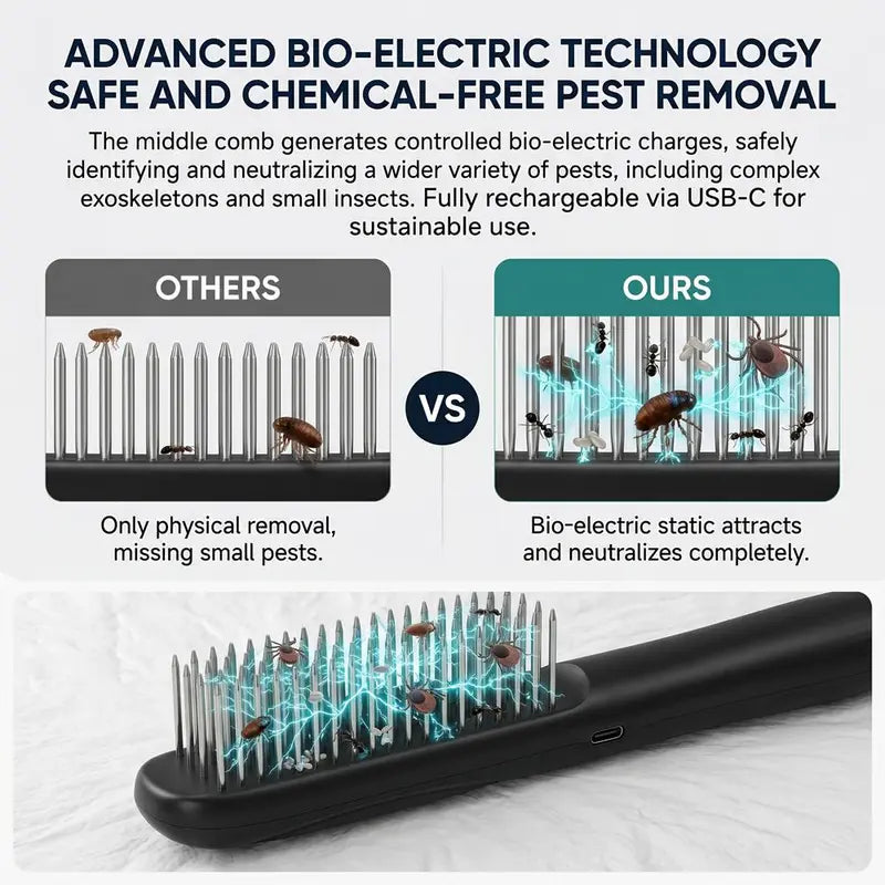 Stainless Steel Flea Comb for Dogs & Cats - Steel Teeth Shedding Combs & Brushes, Effective Grooming Tool for Fur Detangling, Travel-Size for Small/Large Pets, Long/Short Hair Removal