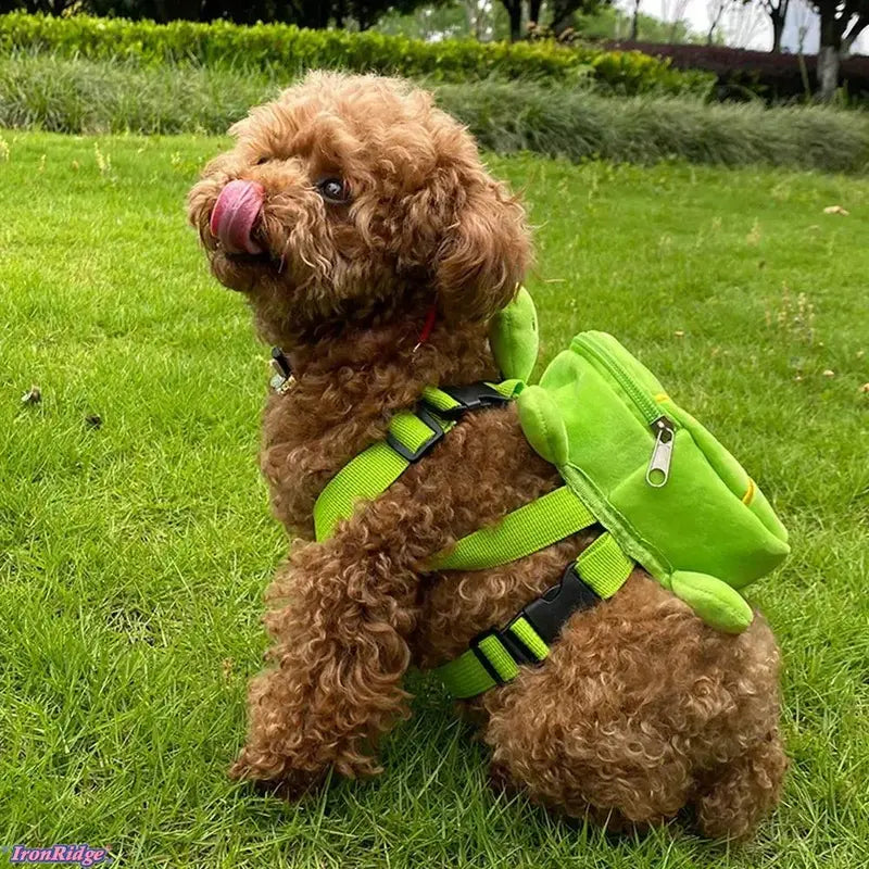 Ironridge No-Pull Dog Backpack Harness with D-Ring - Adjustable Cute Turtle-Shape Puppy Harness for Small to Medium Dogs, Travel & Camping Sports Outdoor Use