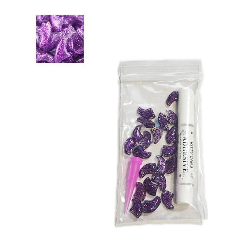 20Pcs High-Quality Rubber Cat Claw Covers - Soft Comfortable Pet Nail Protectors with Free Adhesive Glue, 1 Bag Nail Caps, Fits Snugly like a Glove, Safe Wear, Multi-Size for Kitten Grooming Supplies, Protects from Scratching