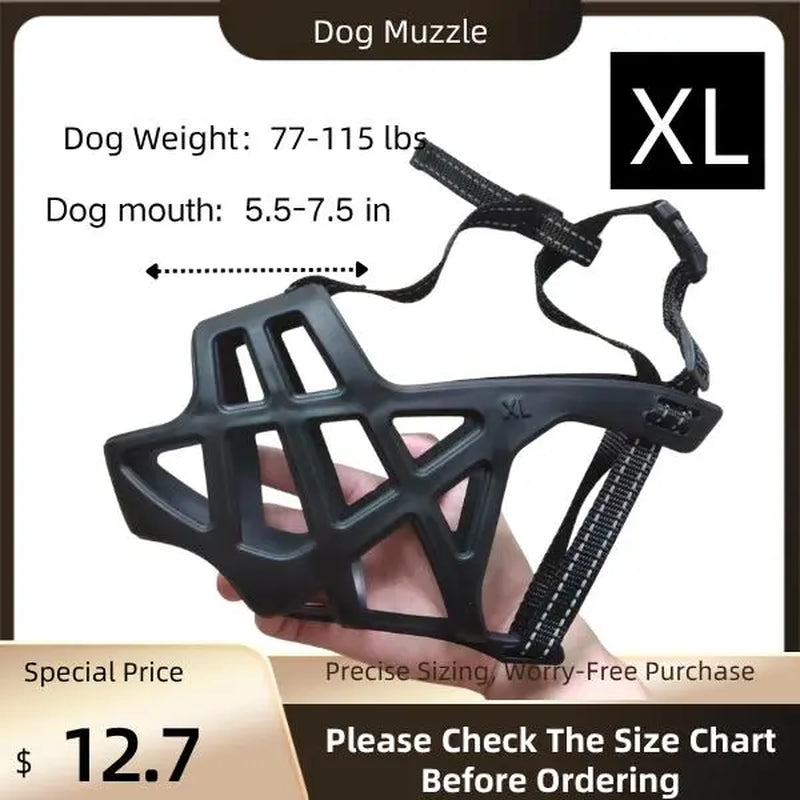 Dog Soft TPU Adjustable Basket Muzzle - Breathable, Humane Mouth Cover for Large/Medium/Small Breeds, Prevents Biting & Scavenging, Discourages Nipping, Allows Free Drinking (Fits Border Collie)