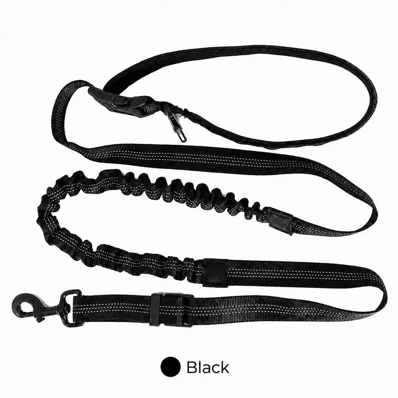 6-In-1 Hands-Free Bungee Dog Leash for Medium-Large Dogs - Nylon Webbing, Shock-Absorbing, Adjustable Waist & Crossbody Straps, Reflective Leashes for Walking, Car Rides, Bungee Leashes