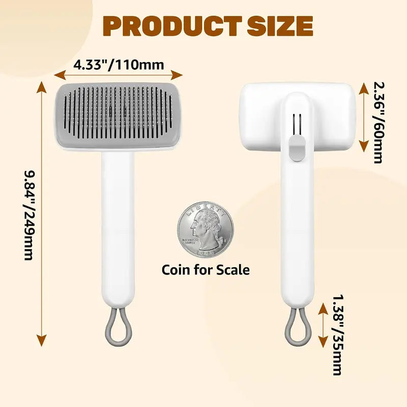 Dog & Cat Self-Cleaning Deshedding Slicker Comb - 1-Click Release Grooming Brush, Grooming Goods, Deshedding Combs & Brushes for Shed Control, Easy Clean, No Hair Picking