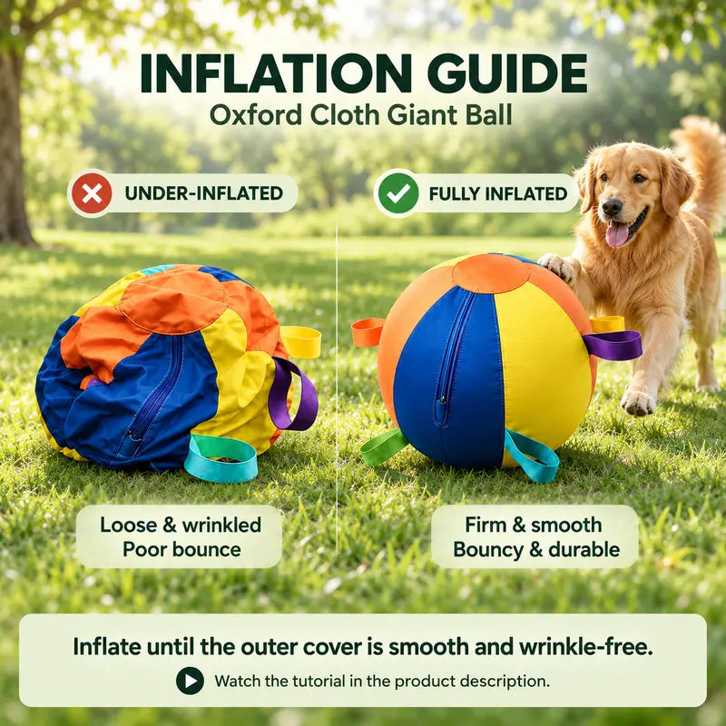 Heavy Duty 22" Herding Play Ball for Large Dogs - Thick Bladder, 6 Grab Tabs, Reinforced Nylon Stitching, Quick-Inflation Design, Long-Lasting Puncture Resistance - Outdoor Chase Dog Toy Interactive Training