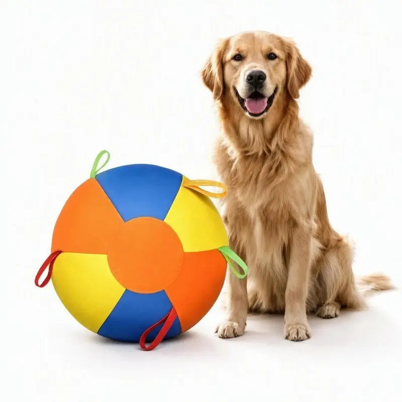 Heavy Duty 22" Herding Play Ball for Large Dogs - Thick Bladder, 6 Grab Tabs, Reinforced Nylon Stitching, Quick-Inflation Design, Long-Lasting Puncture Resistance - Outdoor Chase Dog Toy Interactive Training