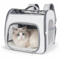 EGFSK Breathable Mesh Cat Carrier Backpack Set Pack, Pet Travel Carrier with Adjustable Harness-Leash, Airflow Vents, Easy Access Dual Zips, Removable Pad for Cats & Small Dogs up to 12 Lbs, Gray