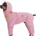 Kuoser Dog Raincoat - Waterproof Outdoor Pet Clothing with Reflective Stripes, Adjustable Hood, Leash D-Ring, 8-Leg Design, Lightweight Fabric for Hikes, Full-Body Coverage for Small/Medium/Large Dogs (Pink, Black)