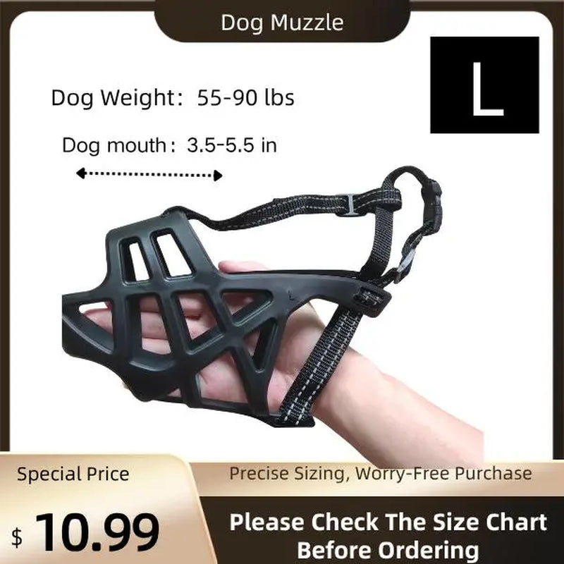 Dog Soft TPU Adjustable Basket Muzzle - Breathable, Humane Mouth Cover for Large/Medium/Small Breeds, Prevents Biting & Scavenging, Discourages Nipping, Allows Free Drinking (Fits Border Collie)
