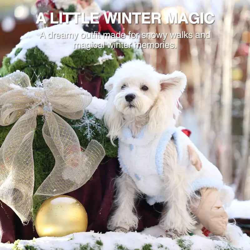 Snowman Christmas Pet Costume - Soft Warm Plush Hooded Outfit with D-Ring Leash Hole for Small/Medium Dogs & Cats, Winter Holiday Apparel