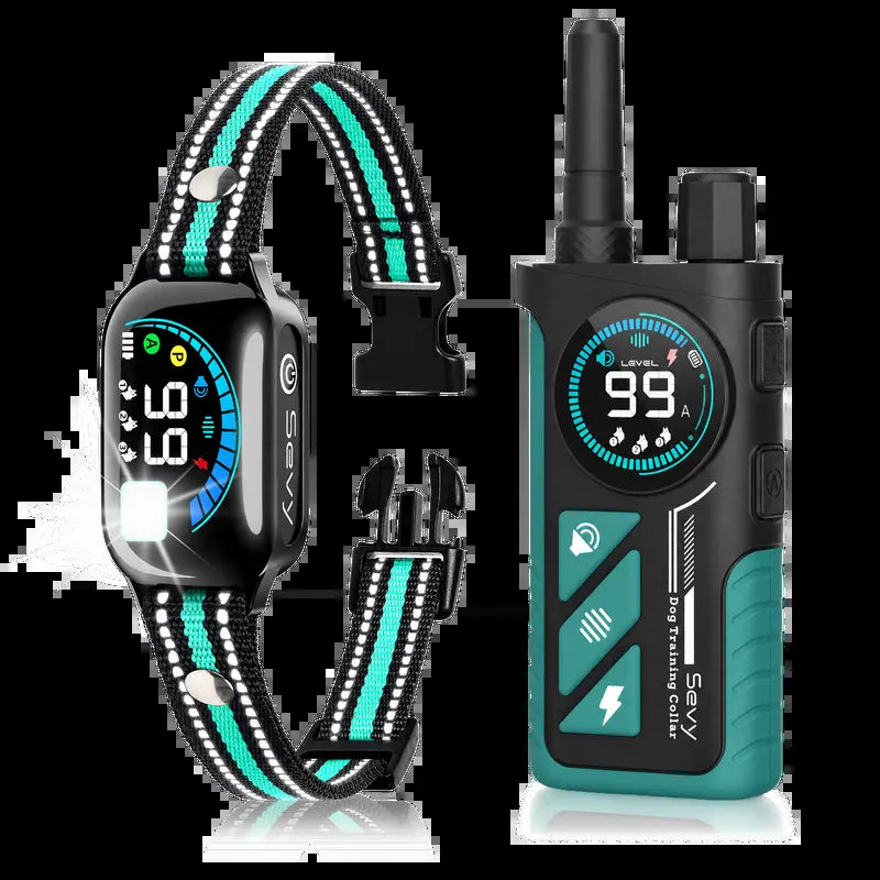 Sevy 2-Pack 2-In-1 Safe Dog Training Shock Collars - 3300FT Range, Waterproof, 4 Modes (Beep,Vibration,Static Shock,Auto Bark), 5-Stage Progressive Correction, Color Screen Remote, Rechargeable, Hiking Compatible for All Dog Sizes