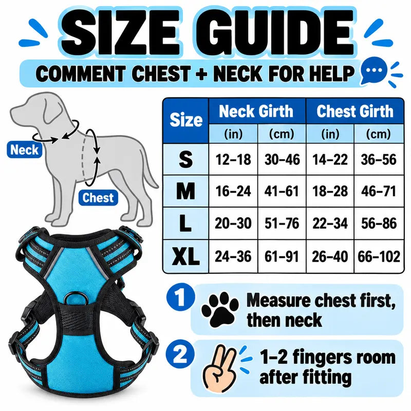HELETY 3-In-1 No-Pull Dog Vest Harness Set with Padded Handle, Dog Harness, Leash and Poop Bag Holder, Adjustable for Small, Medium & Large Dogs, Harness & Leash