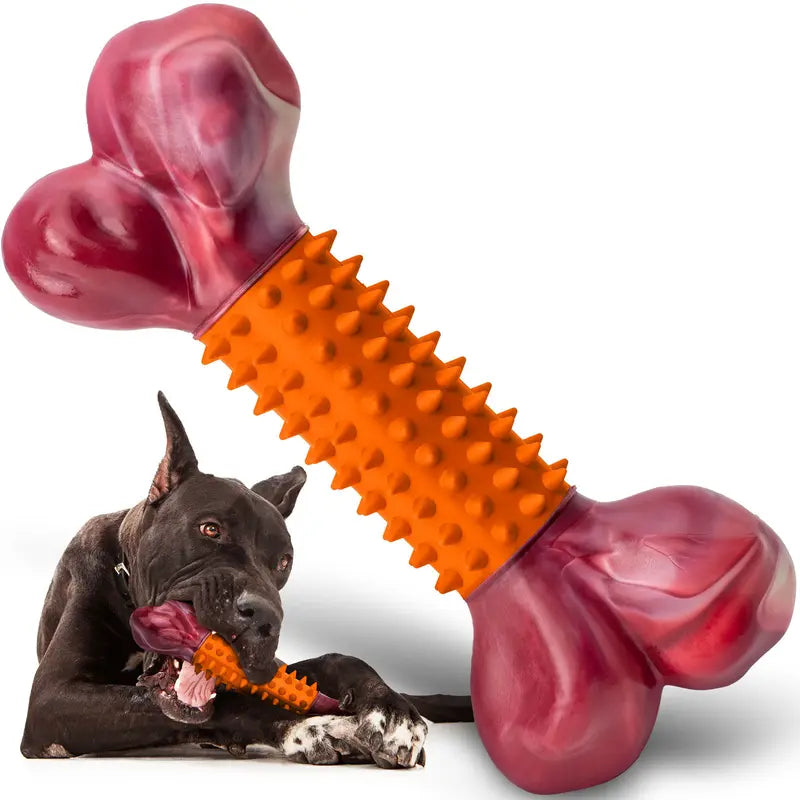 Apasiri Tough Beef-Flavored Nylon & Rubber Dog Chew Bone, 8" Chew Toy for Medium to Large Aggressive Chewer Dogs