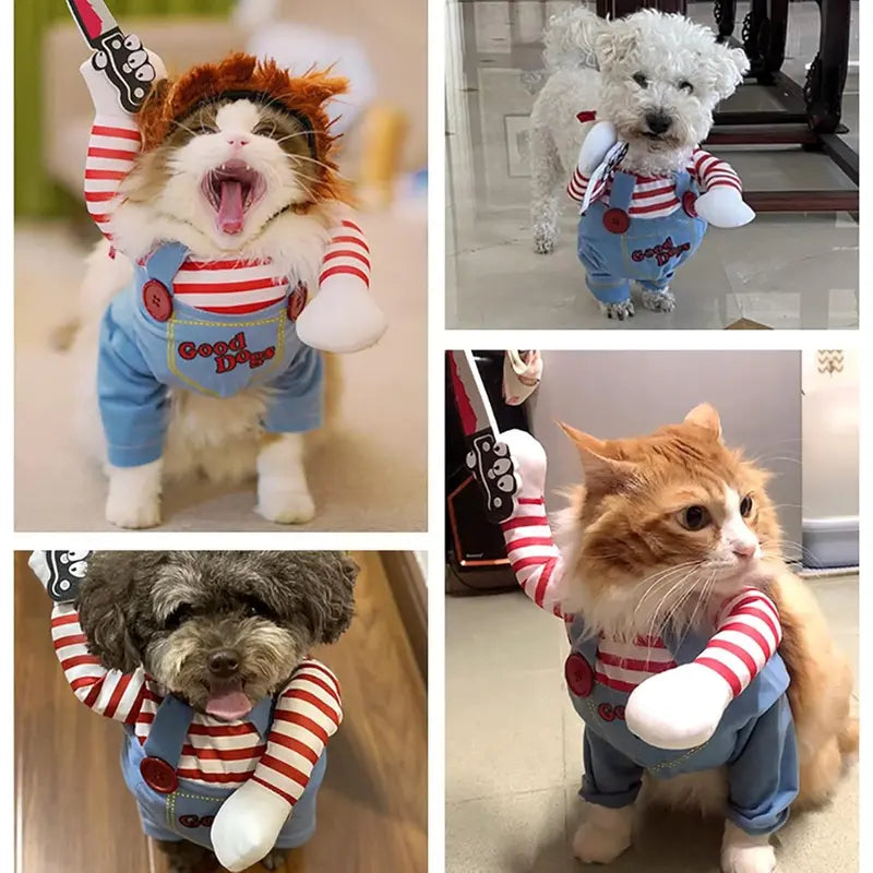 Pet Deadly Dog Costume, Cute Dog Cosplay Halloween Christmas Funny Pet Clothes Party Costume for Small Medium and Large Dogs (Medium)