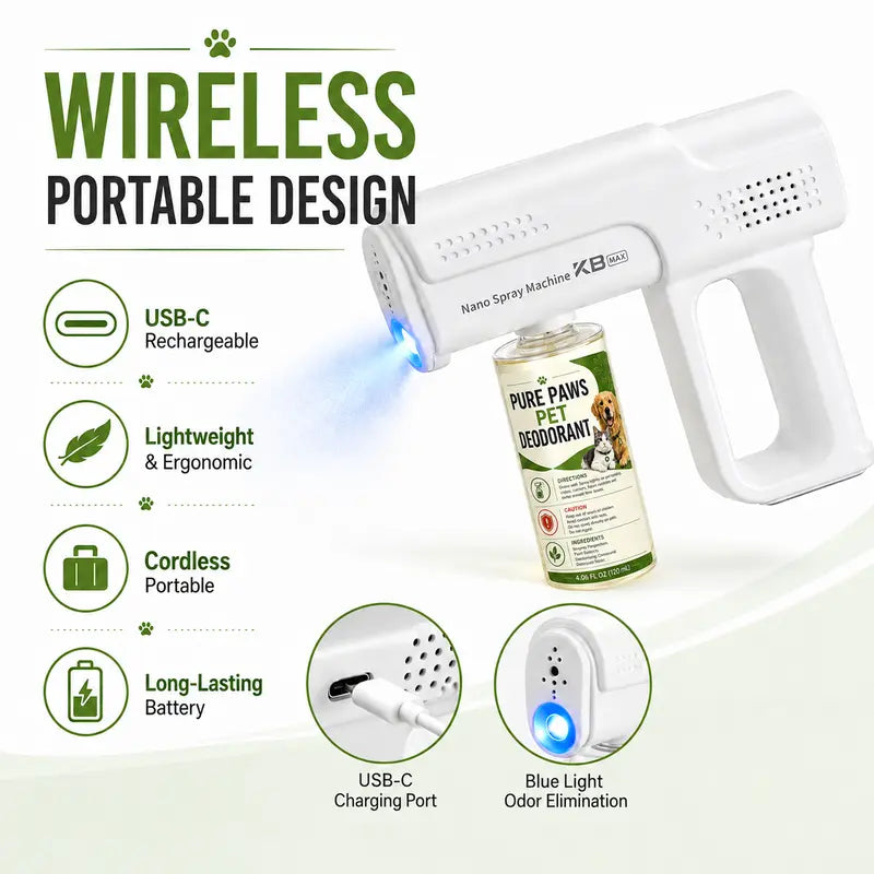 Pure Paws Pet Odor Eliminator Kit - 1 Sprayer + 4 X 120 Ml Refills for Effective Pet Deodorization