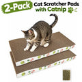 2-Pack Modern Cardboard Cat Scratch Pads with Catnip, Reversible Scratch Boards for Indoor Cats, Furniture & Sofa Protection, Protects & Entertains Feline Pets