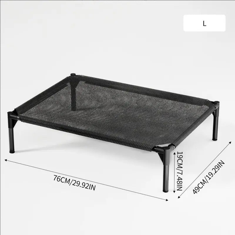 Classical Plain Elevated Pet Cooling Bed - Aluminum Frame, Breathable Mesh Fabric, Heat Relief, Multi-Size, Human-Sized for Indoor-Outdoor Dogs & Cats