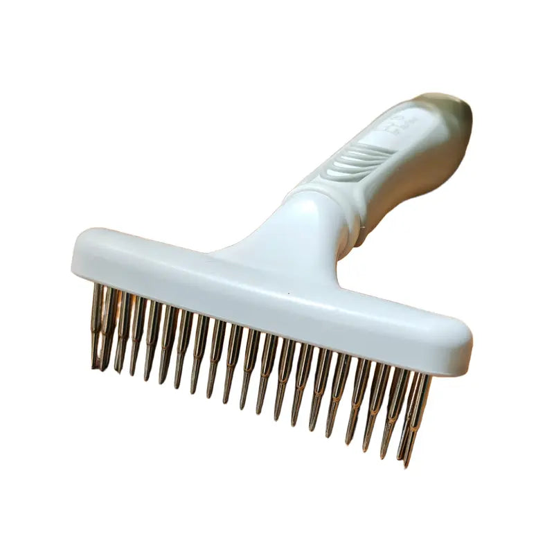 Pet Deshedding Slicker Brush with Rubber Paw Print Ergo Handle - Stainless Steel-Rubber Universal Grooming Tool for Dogs & Cats, Detangles Fur, Removes Floating Strands, Gentle Clean for All Coat Lengths, Moisturizing Deodorant Hair Care Supply