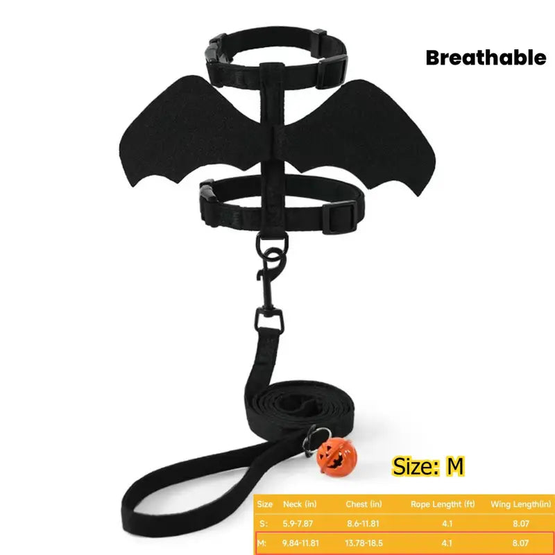 2026 New Unisex Fit Adjustable Bat Wing Mesh Vest Harness for Small Pets, Escape-Proof Soft Mesh Fabric Leash Set for Halloween Walks, Lightweight Walking Training Cosplay Outfit by Sohochic