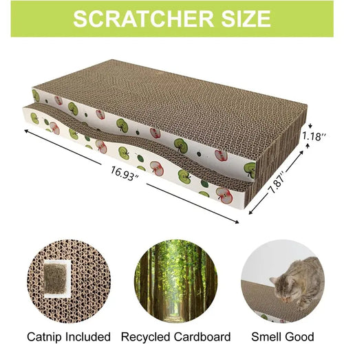 2-Pack Modern Cardboard Cat Scratch Pads with Catnip, Reversible Scratch Boards for Indoor Cats, Furniture & Sofa Protection, Protects & Entertains Feline Pets