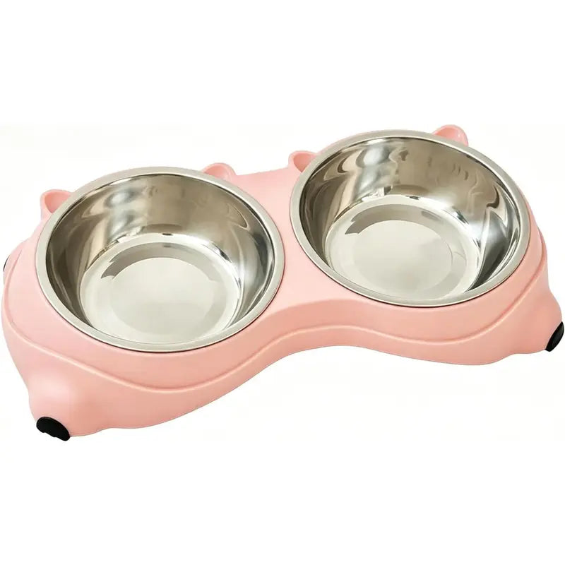 15° Tilted Raised Pet Feeding Set for Cats & Small Dogs, 2 Stainless Steel Containers, Non-Slip, Splash-Proof, Whisker-Friendly, Dishwasher Safe Indoor Recreation Gear