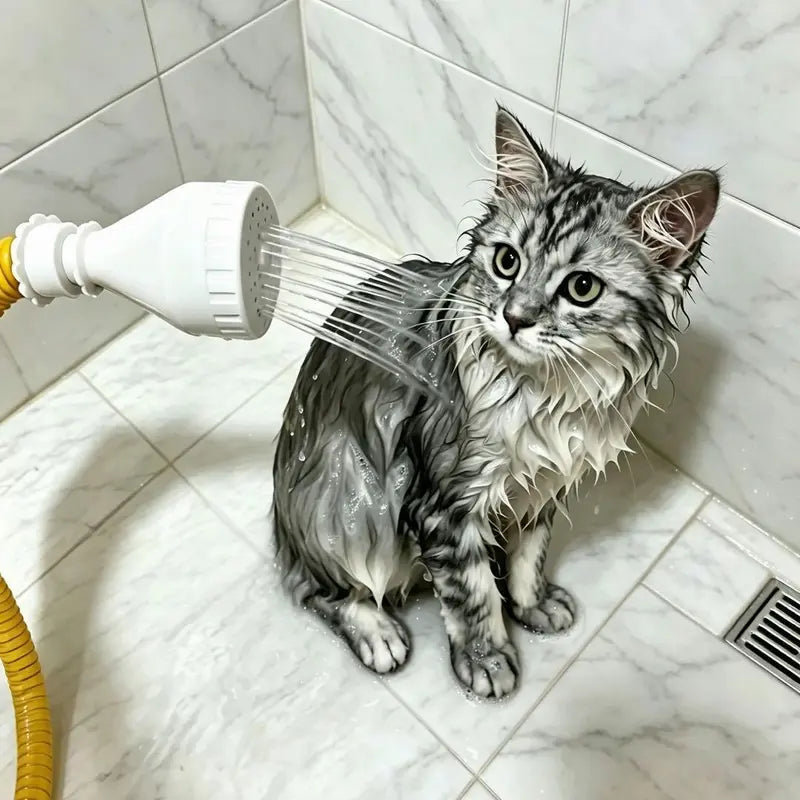Pet Grooming Universal Shower Head Sprayer - Multi-Hole Spray, Dog & Cat Bathing Faucet Attachment, Silicone+Abs, 68In Flexible Hose for Bathtub Sink
