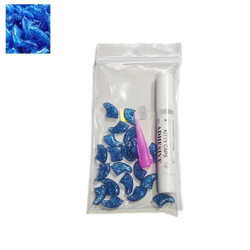 20Pcs High-Quality Rubber Cat Claw Covers - Soft Comfortable Pet Nail Protectors with Free Adhesive Glue, 1 Bag Nail Caps, Fits Snugly like a Glove, Safe Wear, Multi-Size for Kitten Grooming Supplies, Protects from Scratching