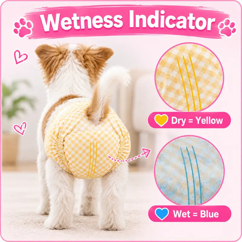 2‑Pack Disposable Dog Wraps(20Ct), Absorbent Doggie Diapers, Rapid-Dry Leak-Proof Puppy Diapers, Wetness Indicator Excitable Urination Incontinence, Comfortable Fit for Girl Dogs in Heat&Elderly Incontinence, Pet Essiential