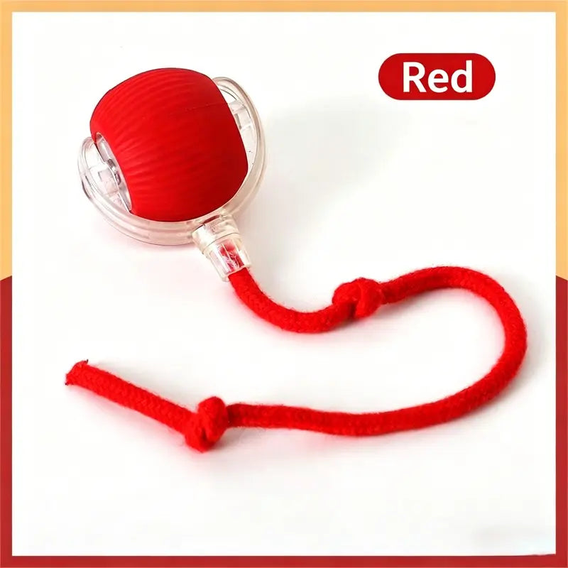 Interactive Usb-Rechargeable Smart Rolling String Cat Toy Ball - Light-Up, Quiet Adjustable Mode, Bite-Wear Resistant, Shatterproof, Non-Toxic, Replaceable Wavy-Texture Shell, 8-Color Indoor Kitten Hunting Toy with Bird Sound Automatic Moving