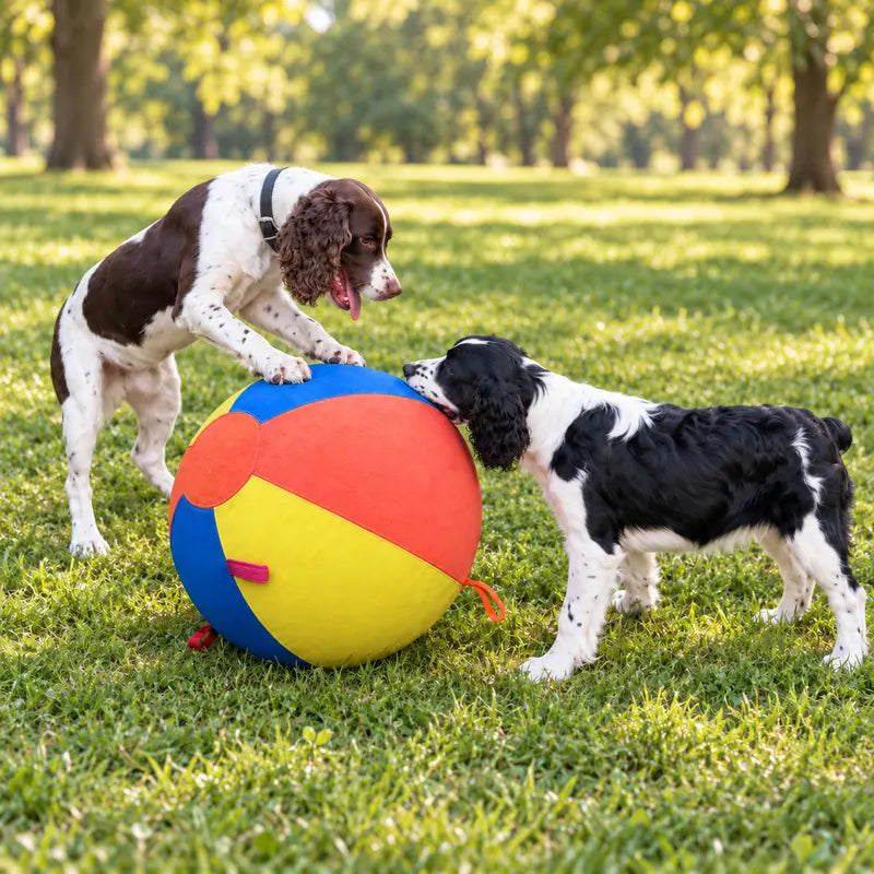Heavy Duty 22" Herding Play Ball for Large Dogs - Thick Bladder, 6 Grab Tabs, Reinforced Nylon Stitching, Quick-Inflation Design, Long-Lasting Puncture Resistance - Outdoor Chase Dog Toy Interactive Training