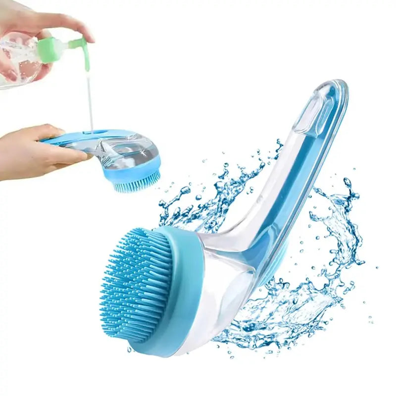Silicone Pet Shampoo Brush with Soap Dispenser Dog and Cat Bath Brush Gentle Massage Scrubber Grooming Tool for Short and Long Fur Refillable Pet Washing Cleaning Accessory for Home Grooming