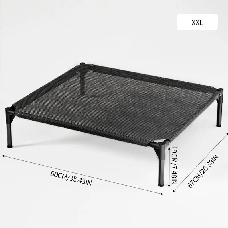Classical Plain Elevated Pet Cooling Bed - Aluminum Frame, Breathable Mesh Fabric, Heat Relief, Multi-Size, Human-Sized for Indoor-Outdoor Dogs & Cats