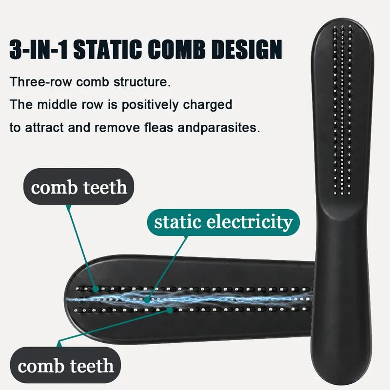 Stainless Steel Flea Comb for Dogs & Cats - Steel Teeth Shedding Combs & Brushes, Effective Grooming Tool for Fur Detangling, Travel-Size for Small/Large Pets, Long/Short Hair Removal