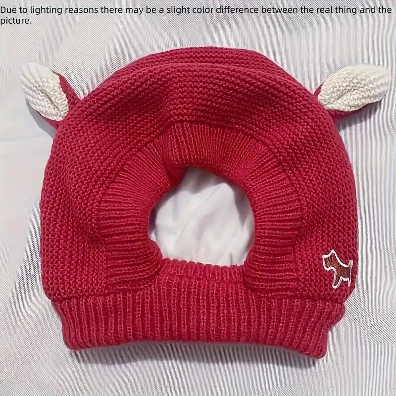 M-Cotton Soft Knitted Hooded Dog Clothing, Anti-Noise Quiet-Ears Winter Ear Warm Hat, Unisex Universal Sizes Multi-Colors for Medium-Large Dogs, Sports & Outdoor Camping Use