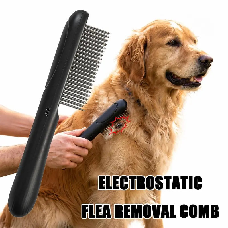 Stainless Steel Flea Comb for Dogs & Cats - Steel Teeth Shedding Combs & Brushes, Effective Grooming Tool for Fur Detangling, Travel-Size for Small/Large Pets, Long/Short Hair Removal