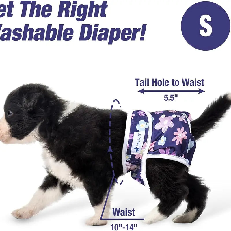 Dono 3-Pack Reusable Female Dog Diapers - 3-Pieces Machine Washable Pads Nappies, Eco-Friendly, Leak-Proof, Fast-Absorbing for Girl Dogs in Period Heat