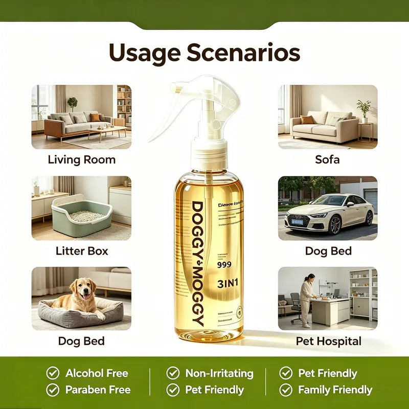 DOGGY&MOGGY 12Ml Pet Fresh Care Bundle - Bio-Enzyme Deodorizer Spray, 10 No-Rinse Cleansing Jelly Cups, Tear-Free, Safe for Pets and Children, Convenient Daily Care, Odor-Eliminating Home Grooming Solution for Dogs and Cats, Home and Furniture Friendly