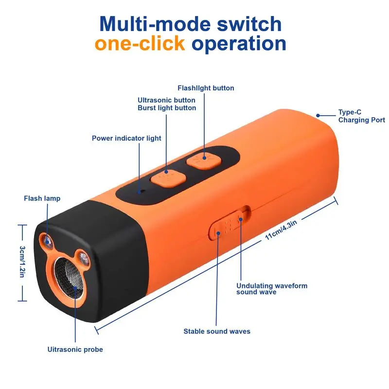 Petsafe Professional Sonic Emitter Dog Training & Behavior Aid - Rechargeable Ultrasonic Trainer, 30Ft Silence Barking Stopper, LED Flashlight, Easy-To-Use Anti-Bark Solution